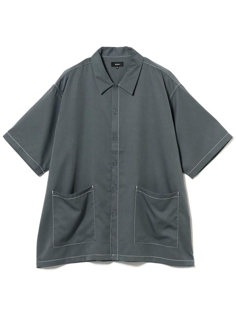 Beams Men's Stitched Easy Shirt, Black, Size Small, 11011560277