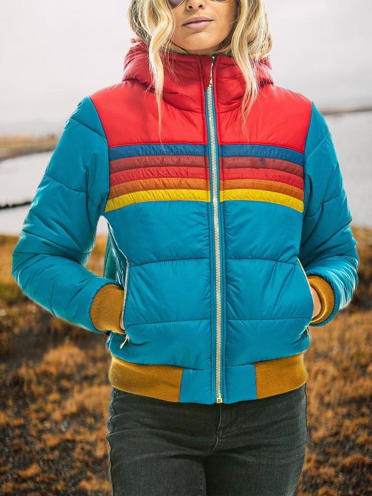 2020 Women's Casual Hooded Printed Short Cotton Jacket