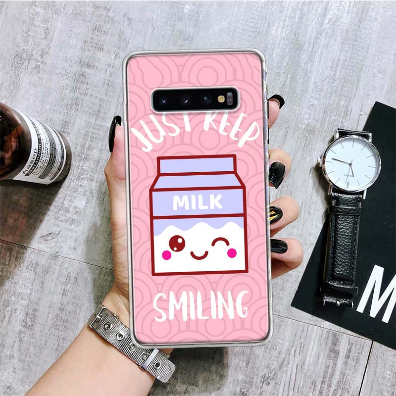 Kawaii Japanese Strawberry Milk Box Phone Case For Samsung Galaxy S26 S25 Edge S24 S23 FE S22 Ultra S21 Plus S20 + Fundas Cover