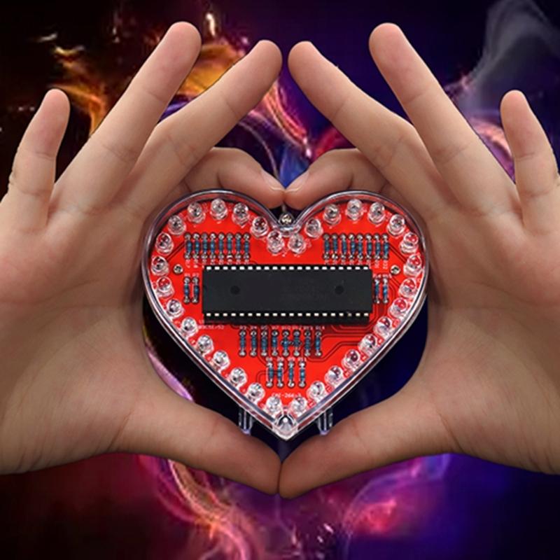 32 RGBs LED DIY Herzform Lötbausatz Pädagogisches Elektronik-Lernset für Studenten und Bastelbegeisterte Geschenk