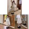Girls Summer Floral High Waist Midi Skirt With Splicing Print For Casual Wear