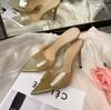 WO Huizhou new European and American women's shoes simple nude transparent one-word high heels thin heels pointed not tired feet versatile