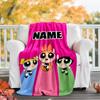 Customizable The Powerpuff Girls Throw Blanket – Personalized Name, All-Season Cozy Snug Blanket, Machine Washable, Personalized Blanket