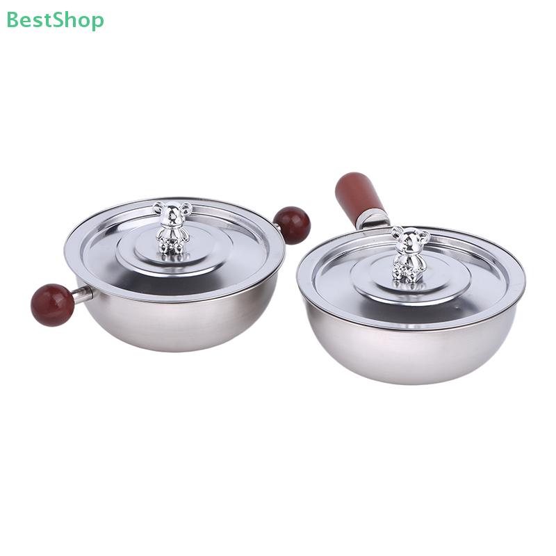 Single-Person Heat-Resistant Stainless Steel Pot Wood Handle For Fruit Salad Yogurt Breakfast Kitchen Cooking Bowl