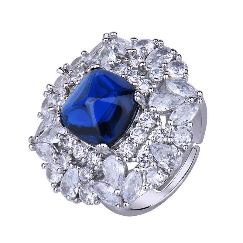 Jewelry Imitation Color Treasure Emerald Gemstone Sugar Tower Full Diamond Inlaid Ring Main 10 * 10