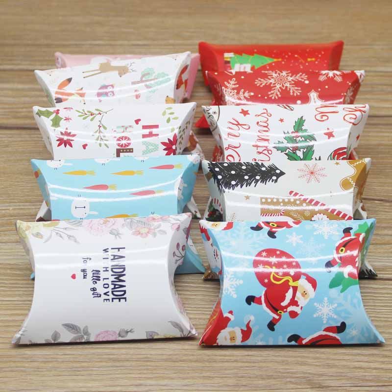 10pc9x7x2.5cm kraft Paper Box Pillow Shape Candy Box Wedding Favor Gift Boxes For Home Baby Shower Kids Birthday Party Supplies