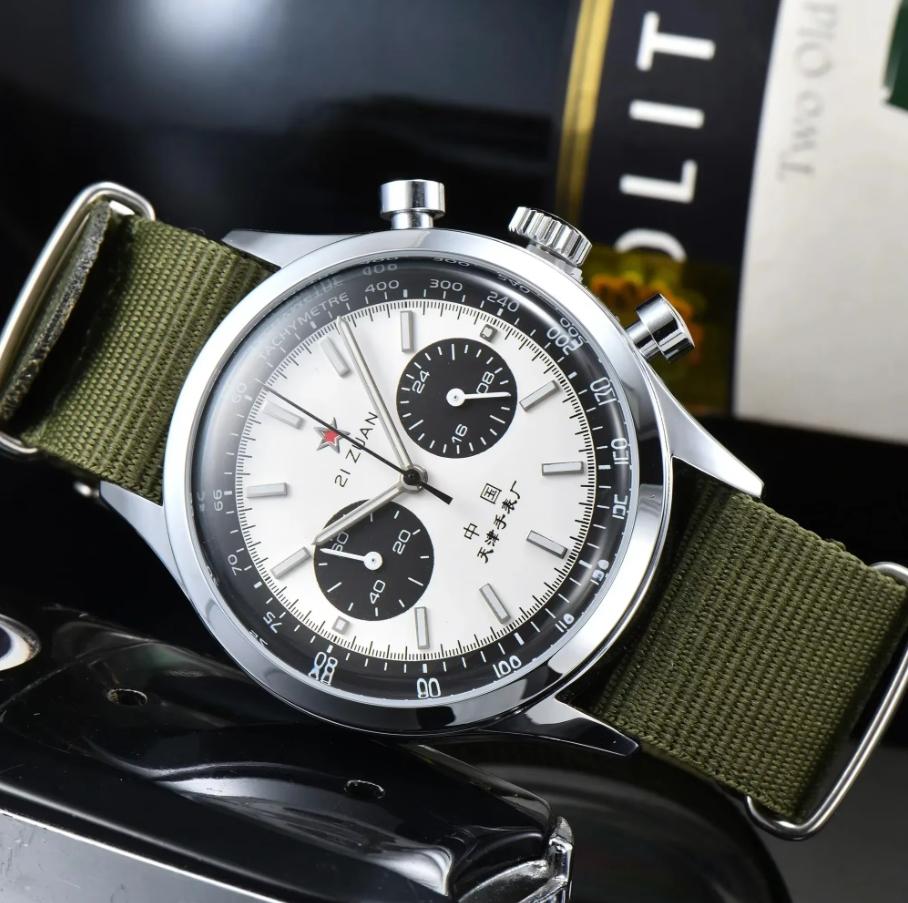 Reloj Mecánico Cronógrafo Piloto Retro para Hombre, 1963 Movimiento Seagull Carga Manual Reloj de Pulsera para Hombres