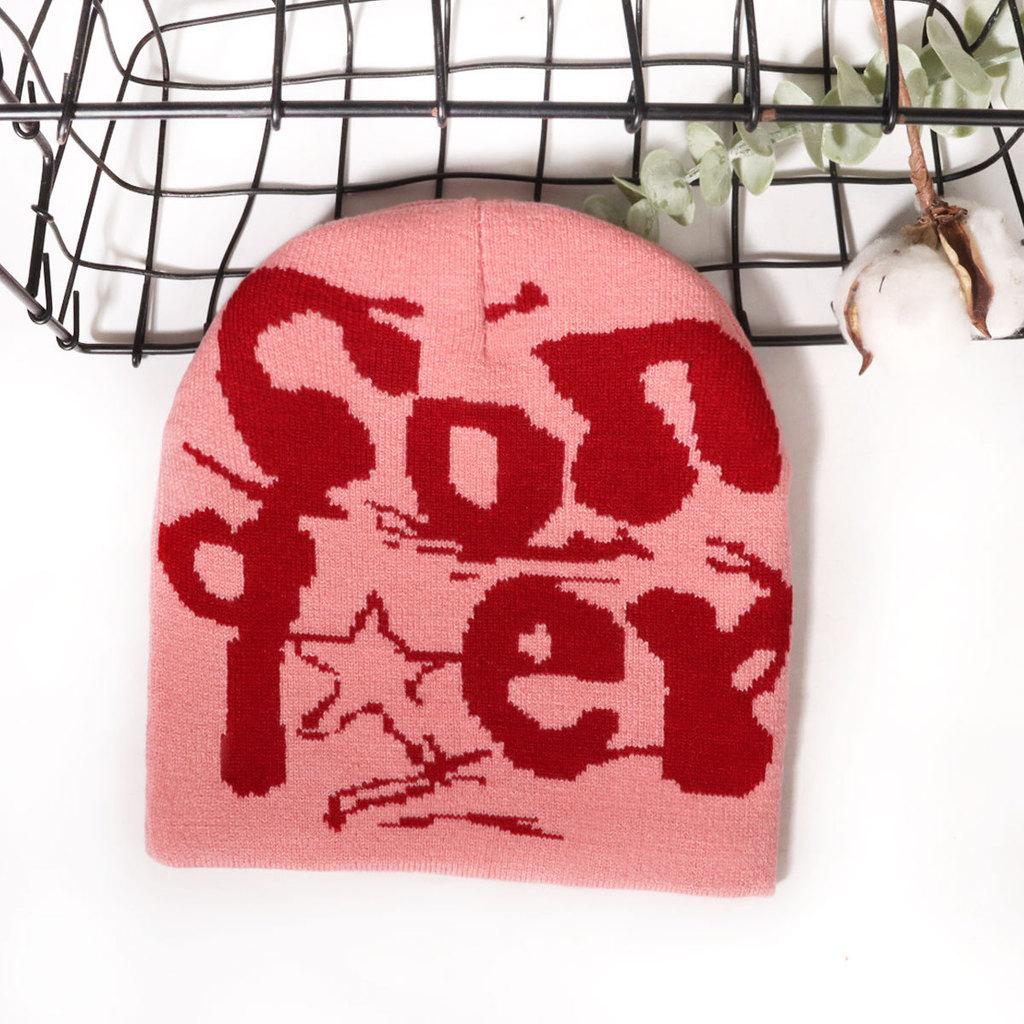 Style Street Alphabet Knit Hat With Thermal Acrylic Material For Fall Seasons