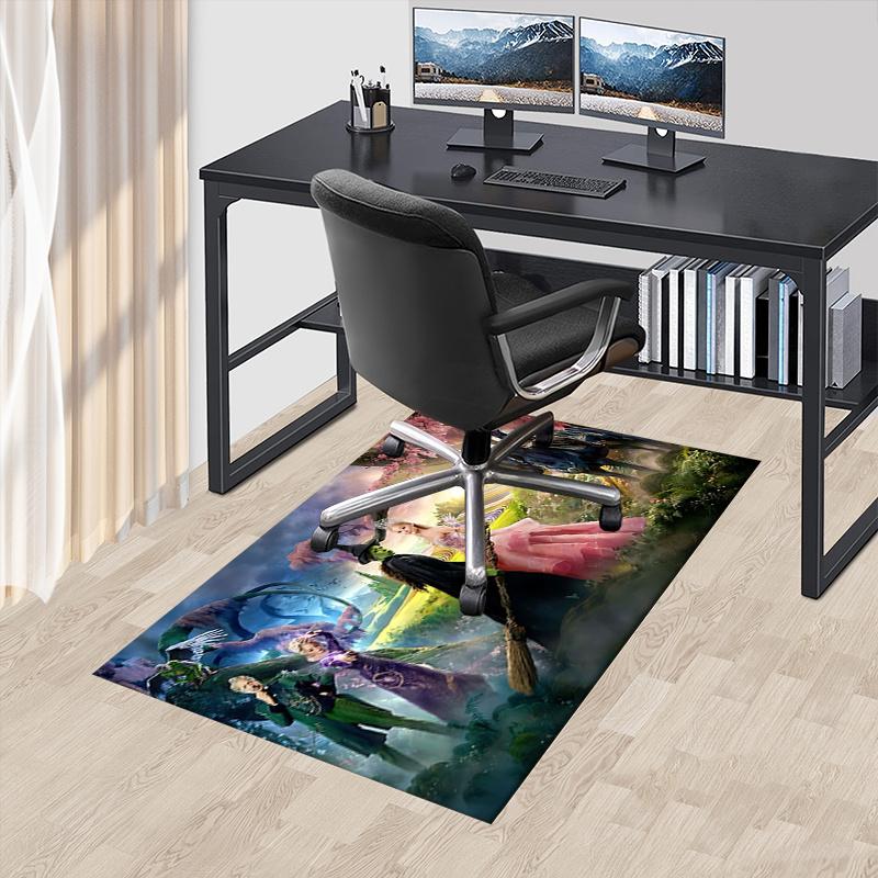 

Fantasy Forest Wizarding World Pattern Polyester Office Carpet Chair Mats, Home Decor Dormitory Floor Protector with Anti-Skid Backing, Larg 60cm by 90cm