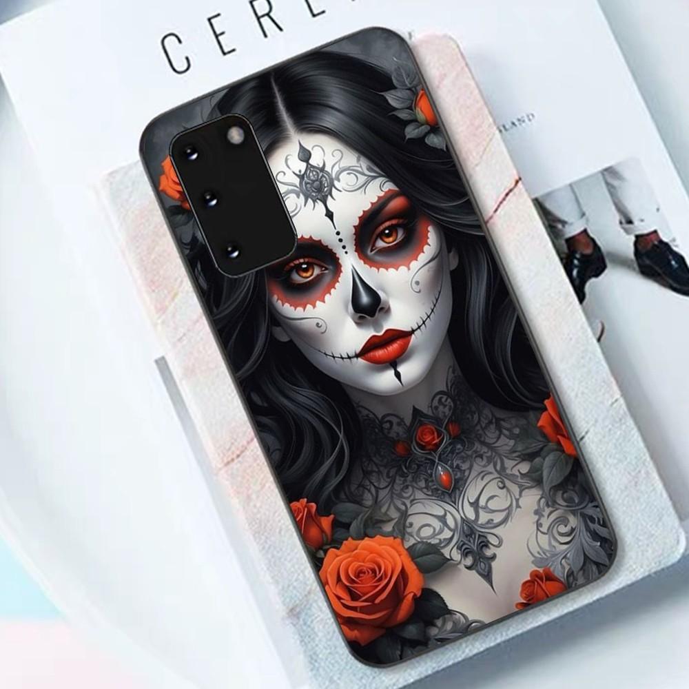 Catrina Beautiful Rose Girl Skull Phone Case For Samsung S 9 10 20 21 22 23 30 23 24 Plus Lite Ultra FE S10lite Fundas