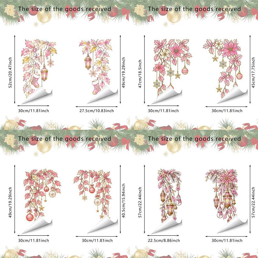 Multicolor Christmas Window Sticker Leaves Flower Vine Christmas Glass Stickers Party Supplies