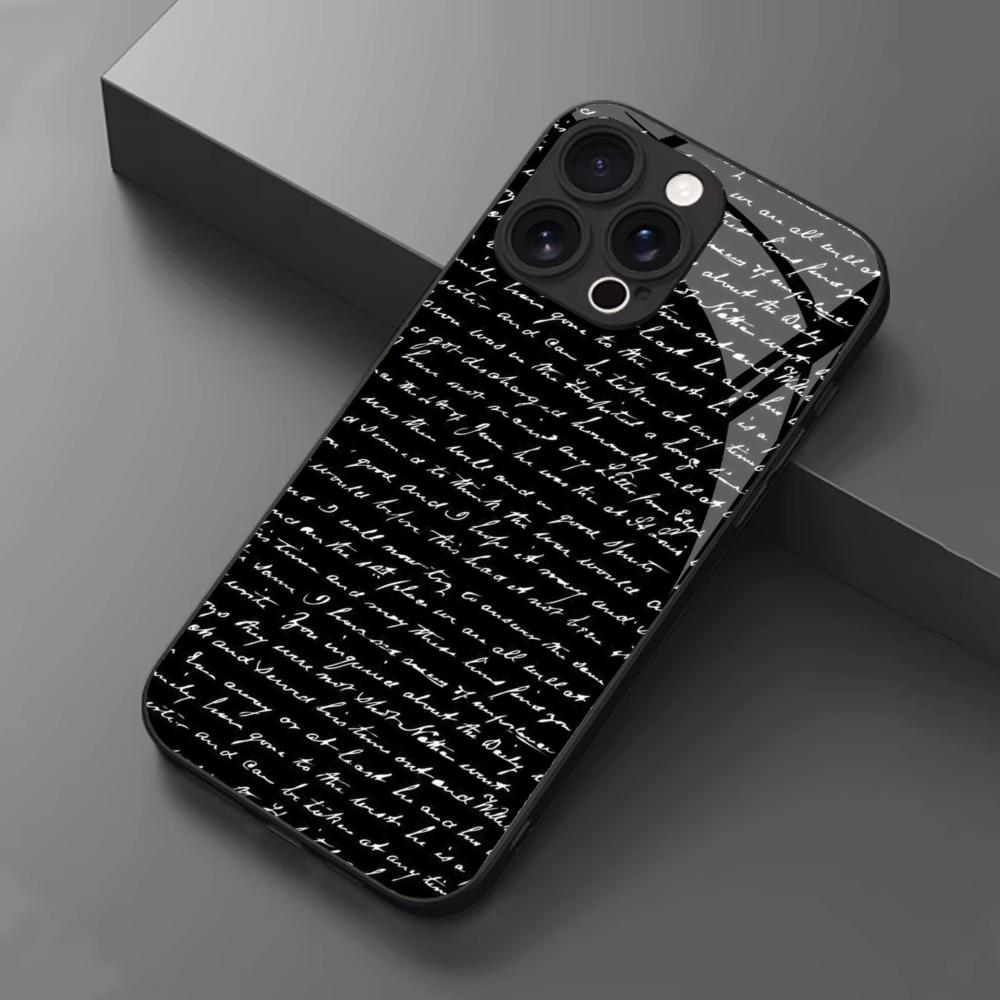 Aesthetic Handwritten Text Glass phone case mobile phones for iphone 17 pro max cover for iPhone 17 16 15 14 13 12 11pm Pro Plus