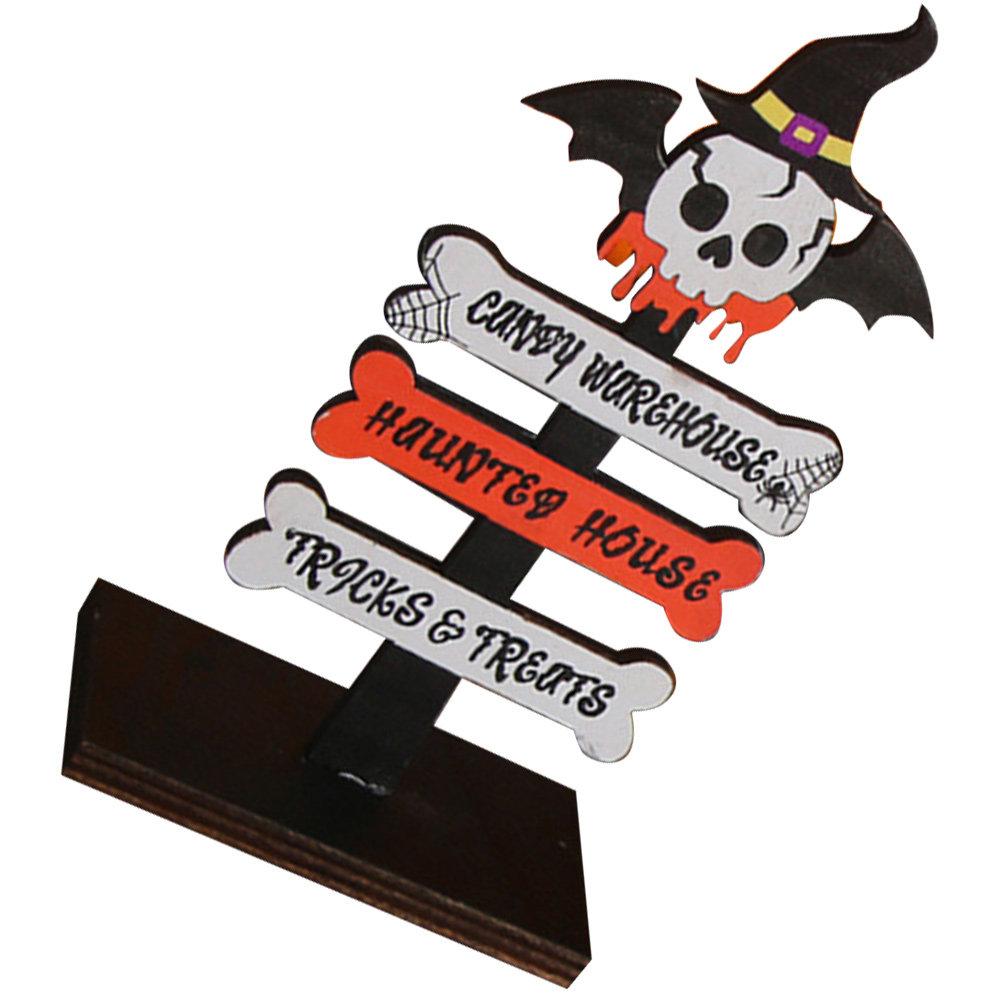 Wooden Halloween Table Centerpiece Sign Ghost Decor for Party Supplies Home Office Cafe Hotel Festive Atmosphere Desktop