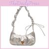 Trendy Pu Pleated Bow Cloud Bag Shoulder Bag With Zip Closure For Use Casual