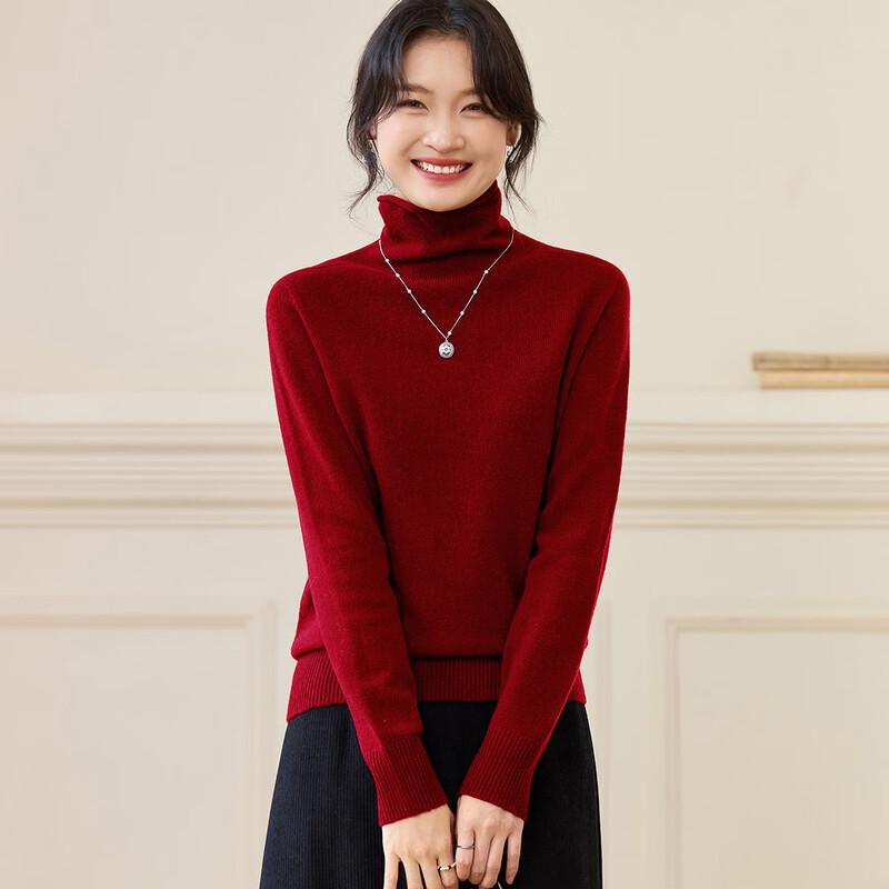 Srcr Women's 100% Pure Wool High-Neck Sweater