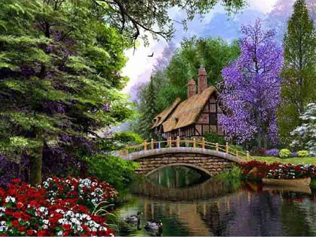 Diy Diamond Embroidery 5D Landscape Forest Hut Cross Stitch Riverside Path Round Diamond Painting Mosaic New Year Gift