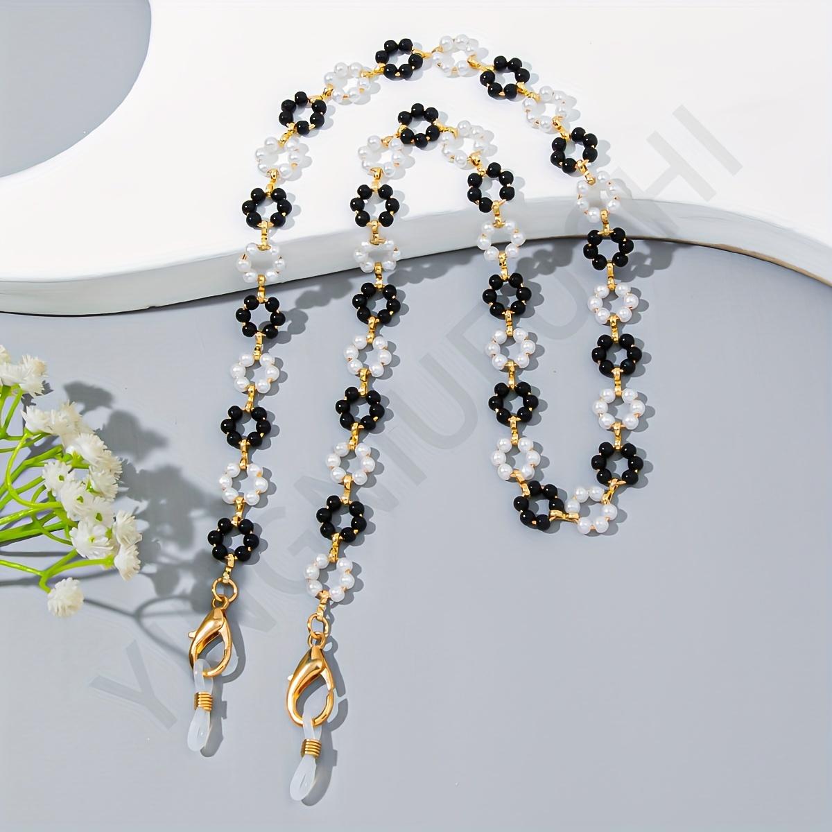 1pc Pearl Woven Flower Eyewear Chain Ins with Niche Design Feel Eyewear Chain And Eyewear Strap 1 чёрный