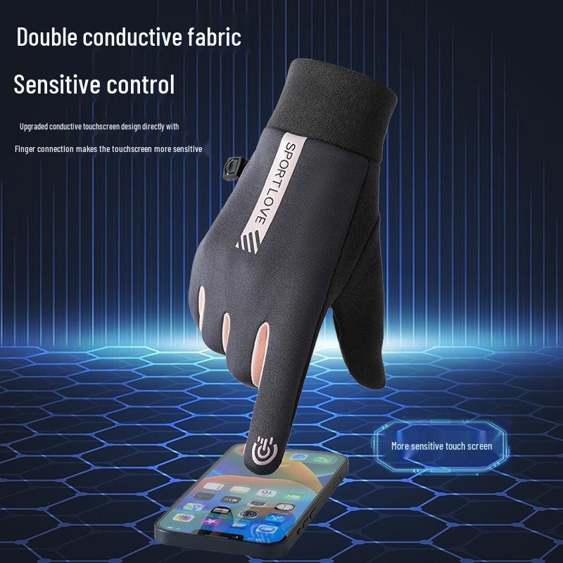 Breathable, Thickened Fleece-Lined Touchscreen Cycling Gloves - Non-Slip, UV Protection for Outdoor Autumn and Winter Sports