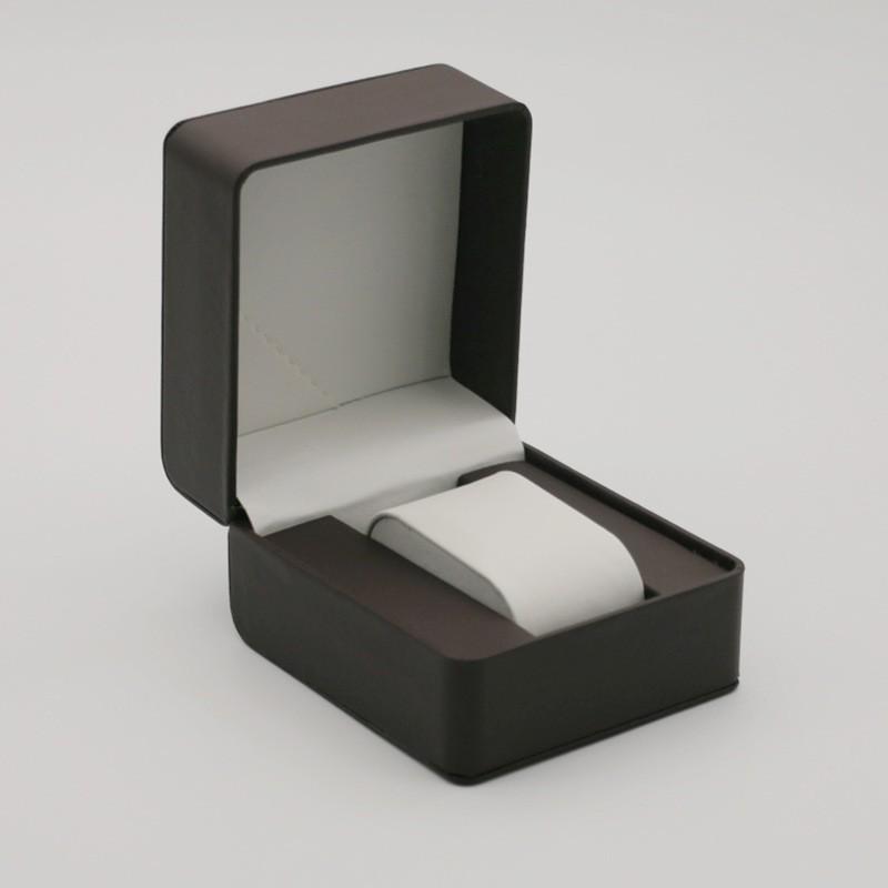 Rounded Corner PU Leather Single Watch Storage Box with Threaded Flip Cover