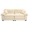 213 cm Chenille Deep Sofa with Double-Layer Cushions (Memory Foam + Pocket Springs) - Two-Seater Sofa for Small Living Rooms, Apartments and Offices