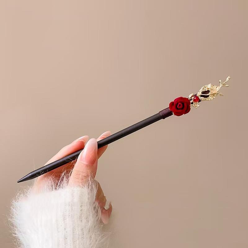 

1pc Elegant Wooden Hairpin Set Simple Solid Color Headband Hair Coiling Tool Hanfu Dress Accessories Women s Hair Accessories