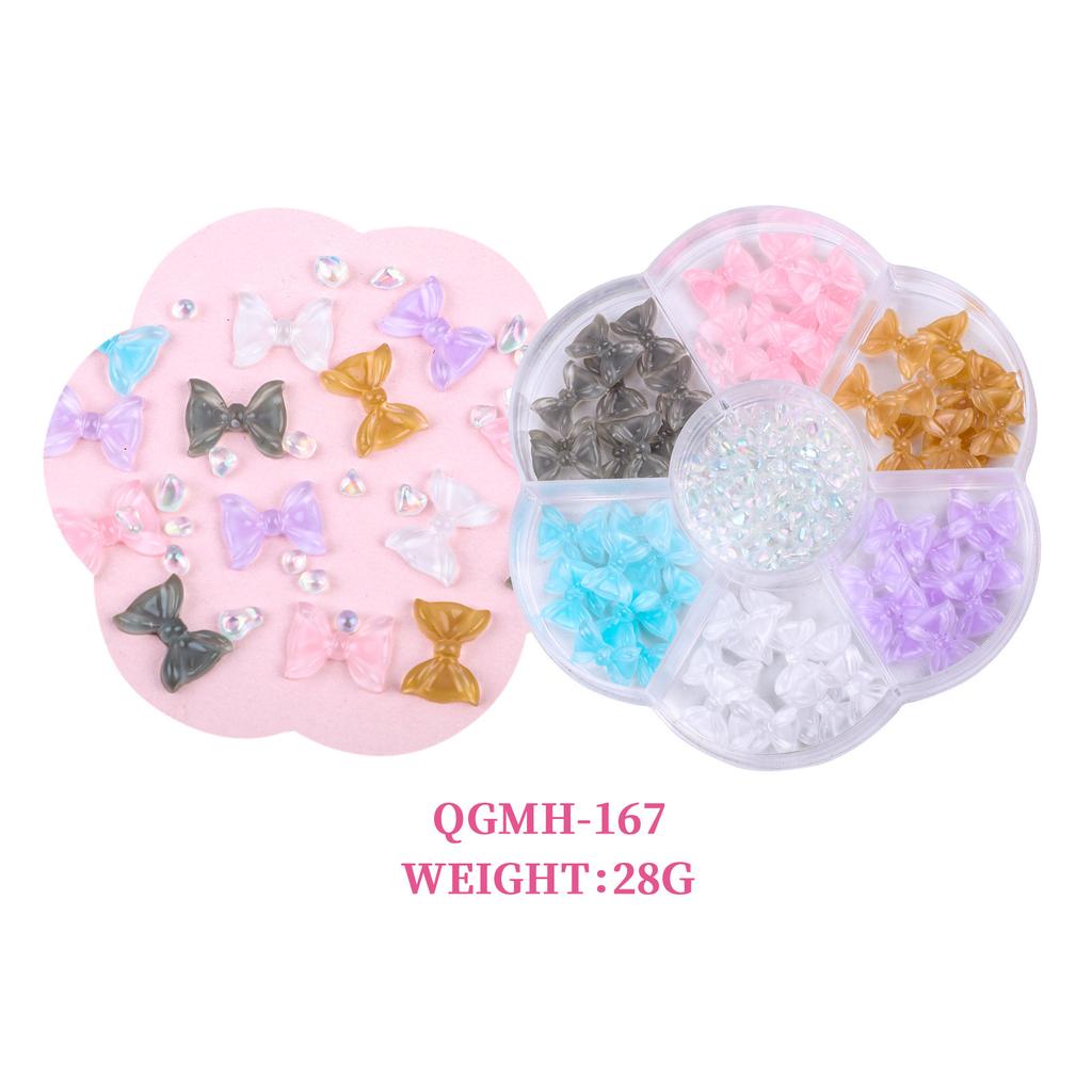 Christmas Velvet Red White Resin Bow New Year'S Nail Art Jewelry Mixed Set Accessories