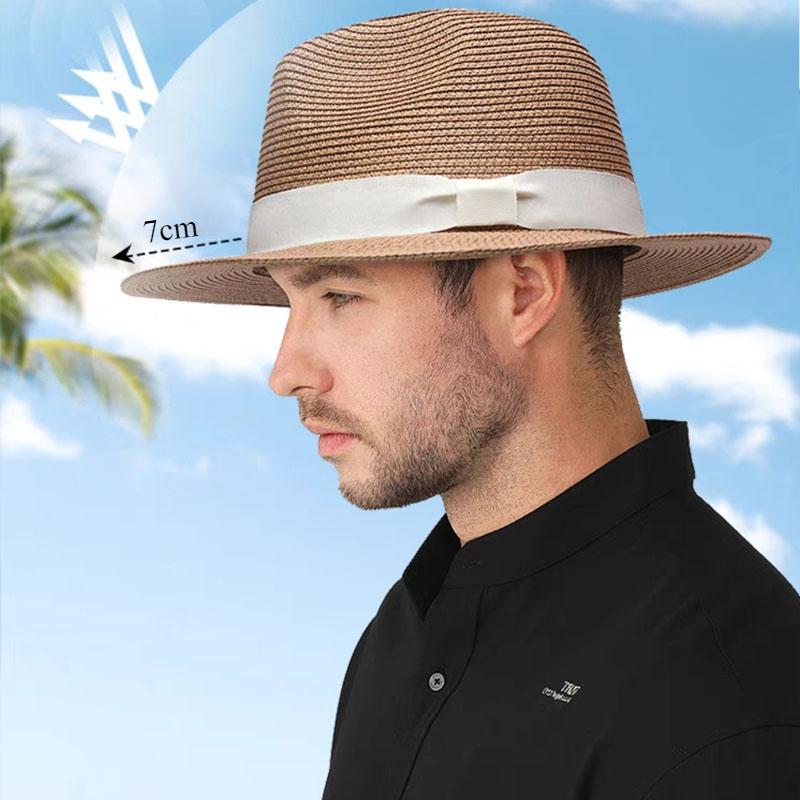 XL Große Größe 63CM Sommer Strand Geflochtene Sonnenhüte Herren Damen Übergröße Jazz UV UPF 50+ Sonnenschutz Reise Panama Strohhüte Unisex