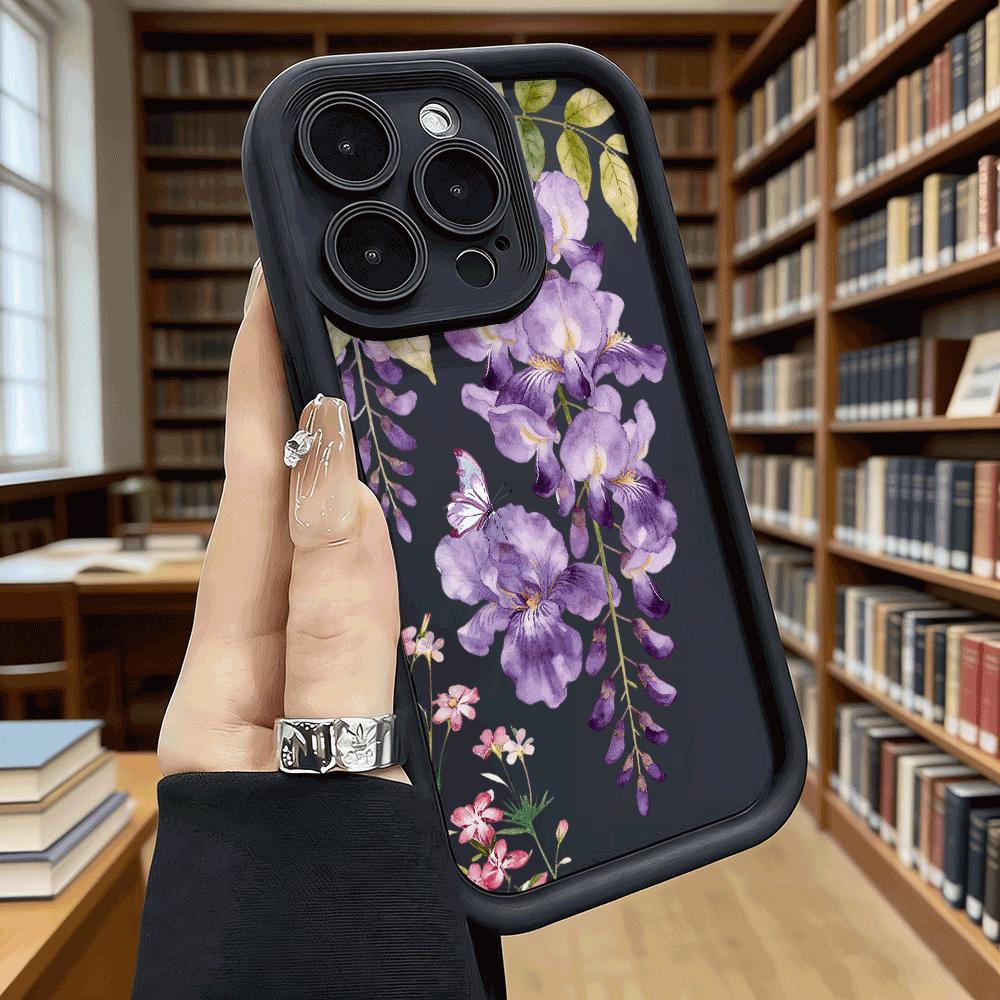 Wisteria Iris Butterfly Watercolor Anti-Slip TPU Phone Case For Xiaomi Redmi Note 15 14 13 12 11 10 9 Pro Full Protective Cover
