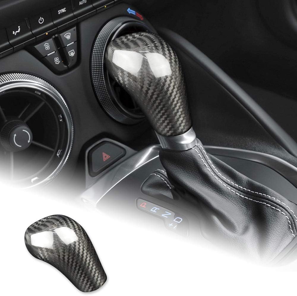 Car Gear Shift Knob Cover Stickers Interior Trim for Chevrolet Camaro 2016-2019, Carbon Fiber New Creative Modification