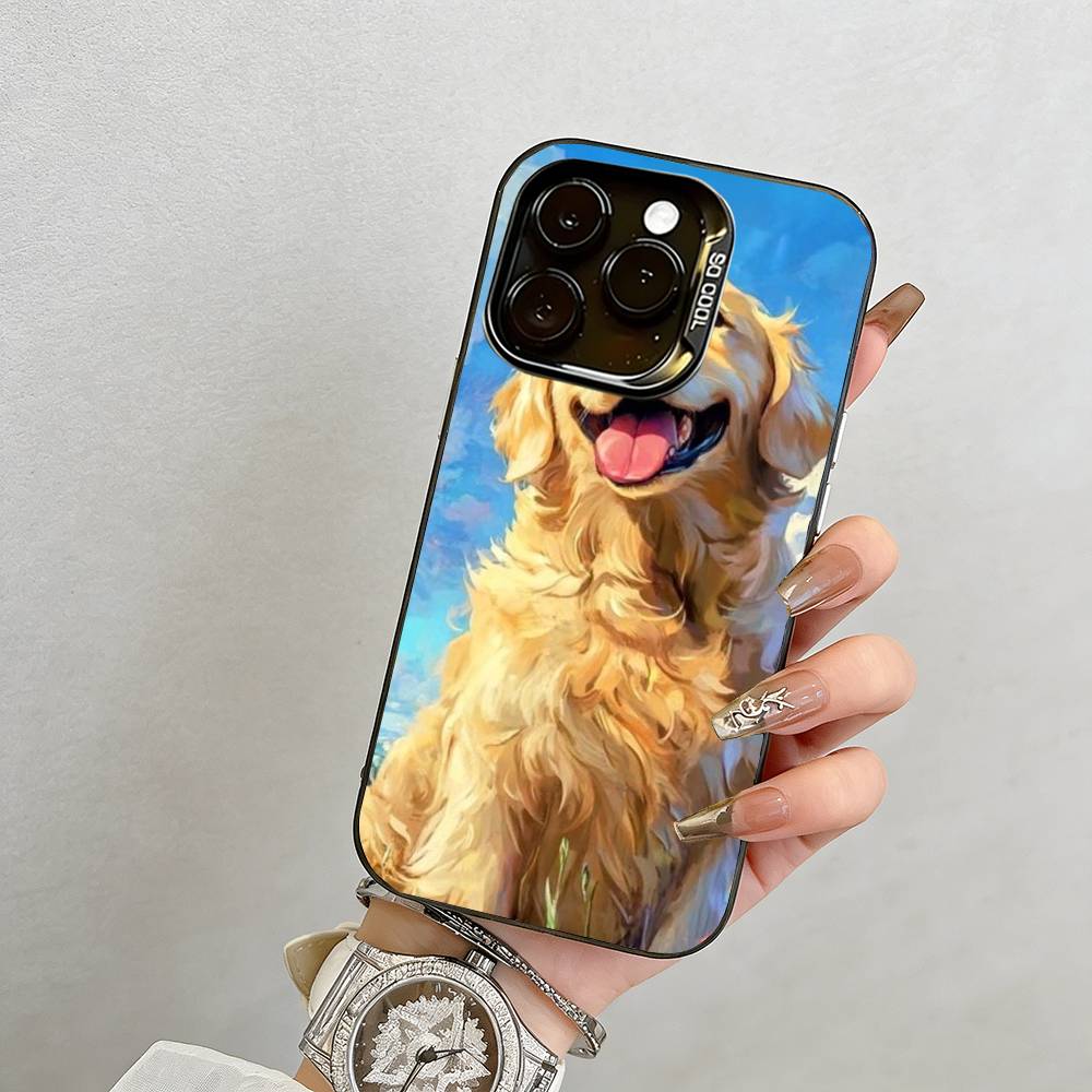 Oil Painting of a Dog Phone Case For iPhone 17,16,15,14,13,12,11 Plus,Pro Max,XS,Colored Silver Plated Inside Cover