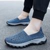 Summer Men Sneakers Braid Beach Shoes Casual Weave Blue Grey Breathable Slip on Flats Tennis Sneakers