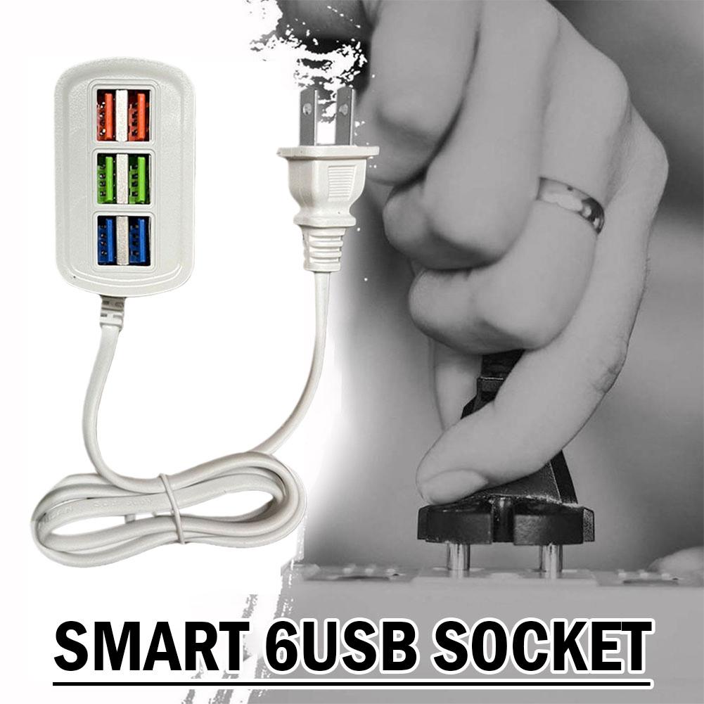 USB Phone Charger Power Strip Multi 6 Ports Universal Adapter Fast Quick Charging Head Socket HUB Splitter Charger