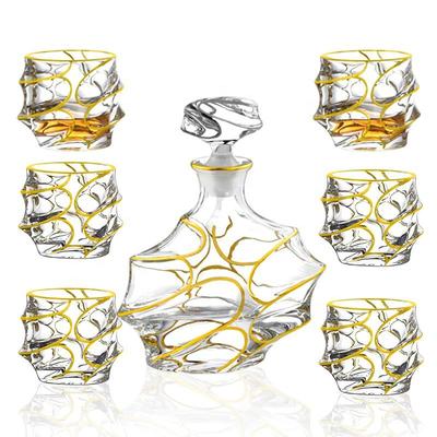 7Pcs Gold-painted Wine Set Whiskey Household Small Gathering Banquet Hospitality Shining Partner Wine Cabinet