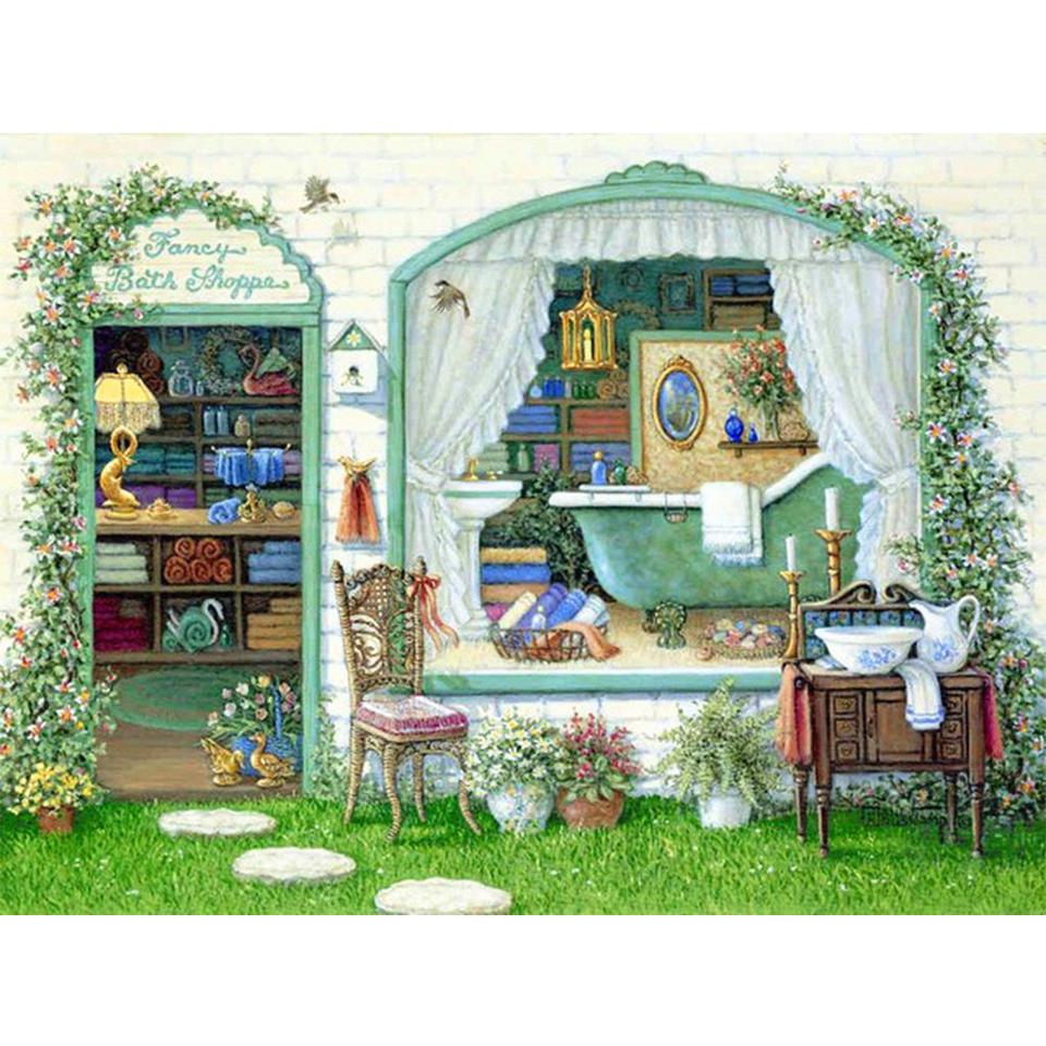 5D DIY Full Round Diamond Painting Flower Diamond Embroidery Landscape Picture Cross Stitch Rhinestone Mosaic Home Decoration