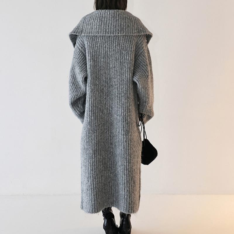 Herbst Frühling Cardigan Mäntel Damen Unifarben Langarm Locker Vintage Gestrickt Sanft Knöchellang Temperament Damen Streetwear