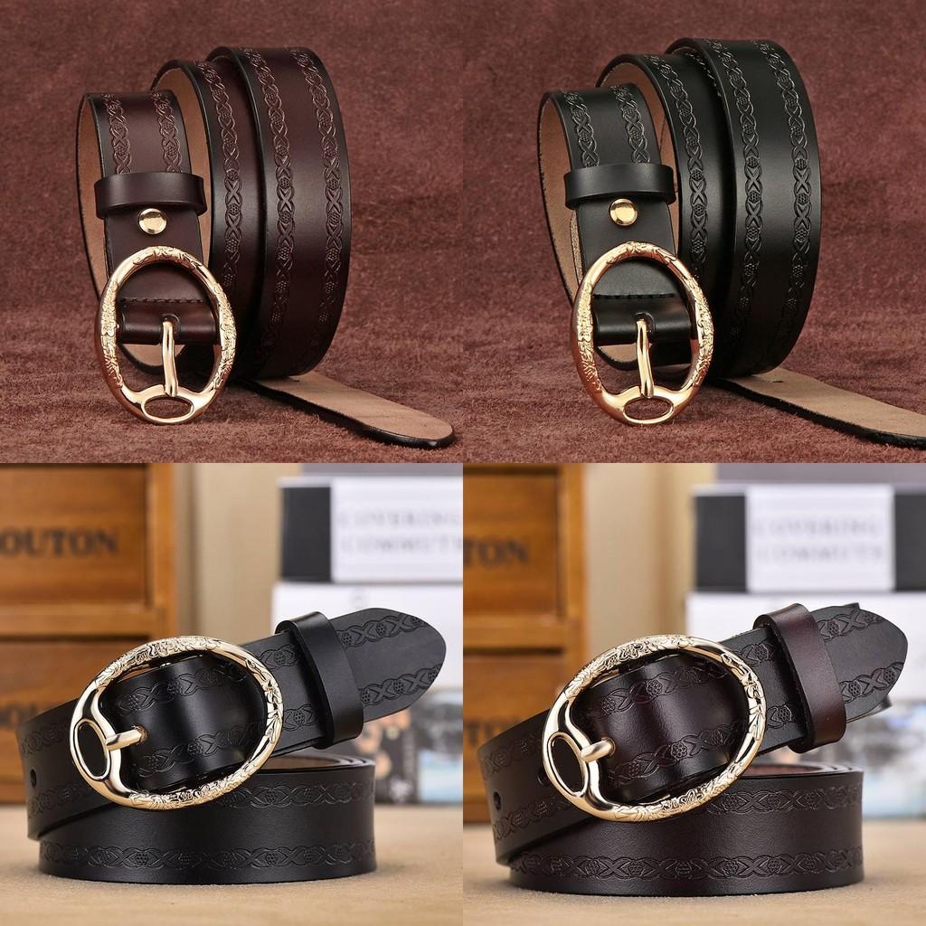 Leather Genuine Womens Belt Antique Alloy Buckle Style Dresses Pants Decoration