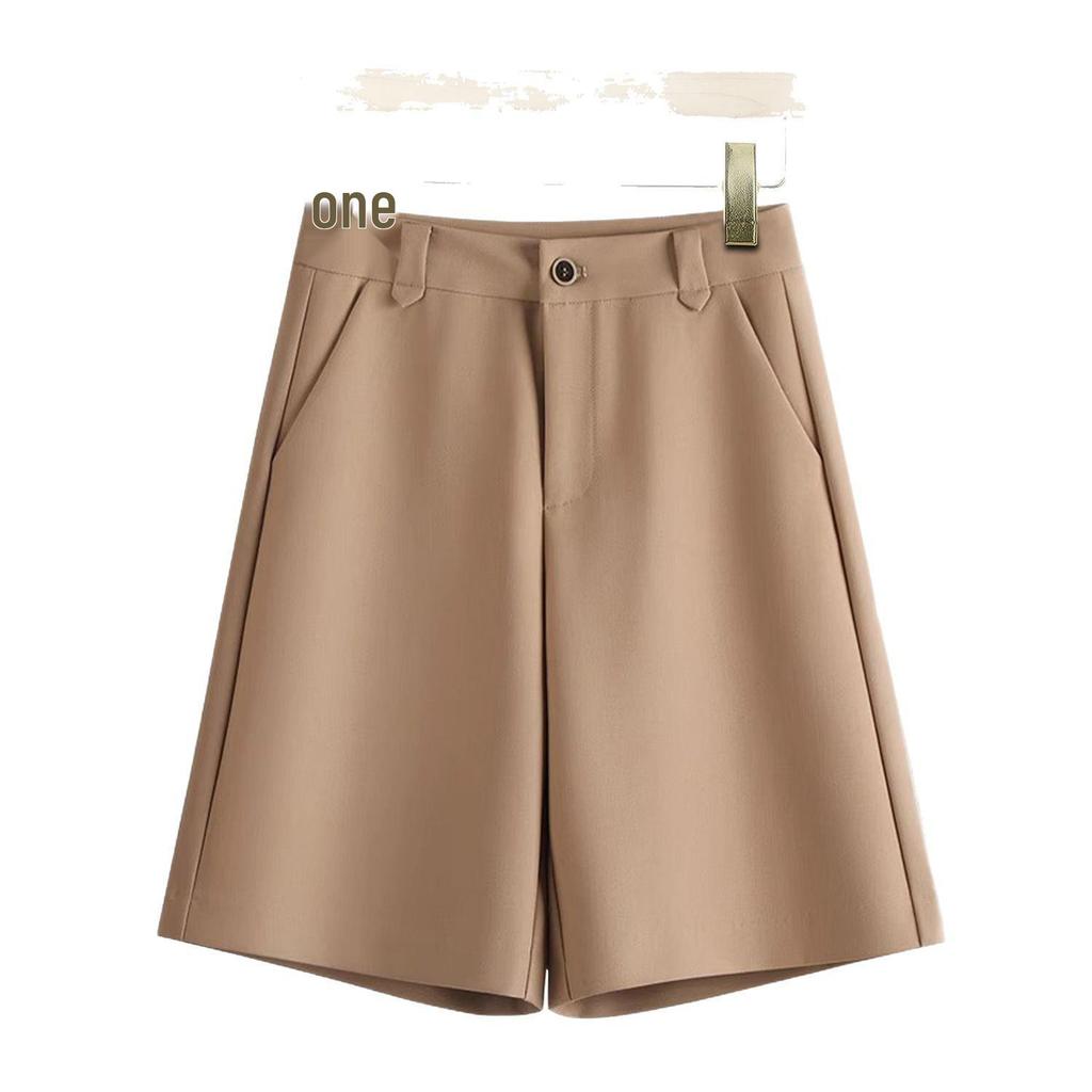 Pantaloni Slim Gri cu Talie Înaltă pentru Femei - Pantaloni Scurți Casual Petite pentru Costum Primăvară/Toamnă 2025