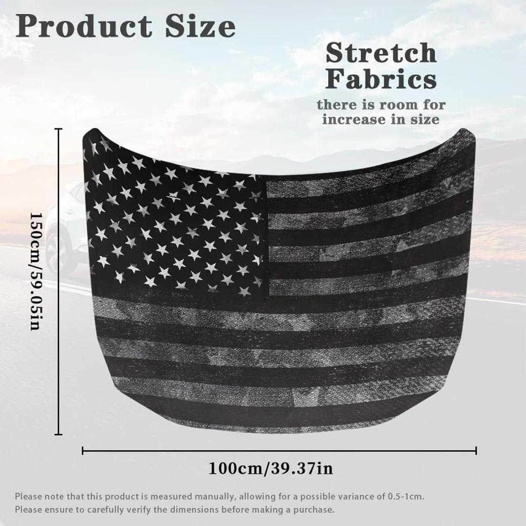 American Flag Print Car Hood Cover Stretch Material Car Hood Cover Waterproof Automotive Accessories Easy Installation for Car Hood Protection and