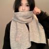 2025 Winter  College Style Imitation Cashmere Scarf Solid Color  Embroidered Bow Couple Scarf