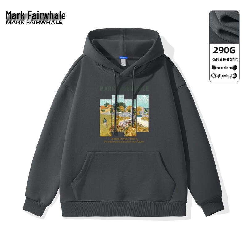 

Mark Huafei Men s 2025 Fall Oil Painting Style Hooded Sweatshirt XL