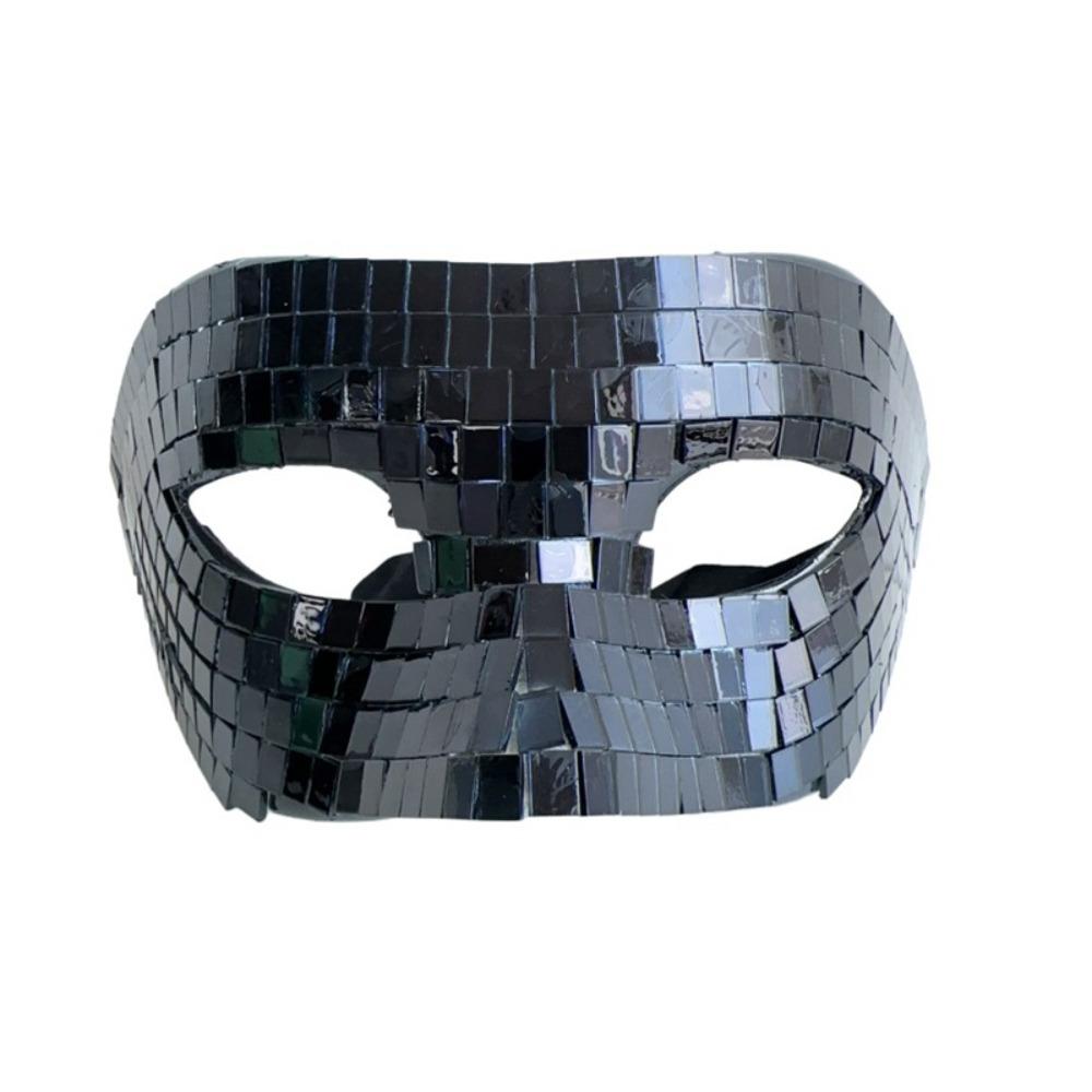 Male Adult Ball Glitter Mirror Face Mask Masquerade Home DJ Decor Simple Night Club Mask  Gift