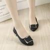 Shoes Women Women Sequins Shallow Square Buckle Slip On Low Heel Shoes Pointed Single Shoes Lady Leather Thick Single
