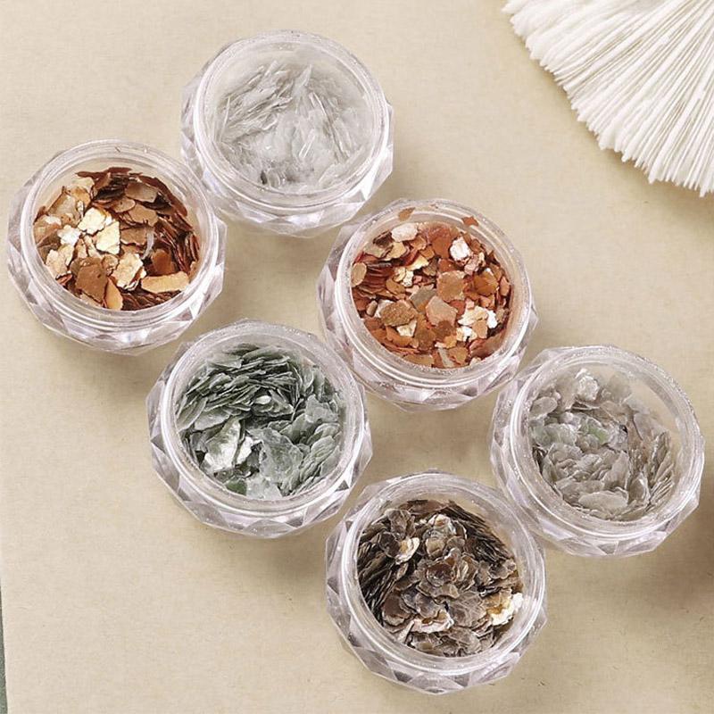 6 Pcs/Set Mica Sheet Fragments Texture Thin Slice Nail Art Flakes Decoration Slice DIY Manicure Tips
