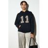 American Retro Animal Pattern PS * 11 Black Hoodie Female Autumn and Winter Leisure Easiest for Match Thin Velvet Tops Tide