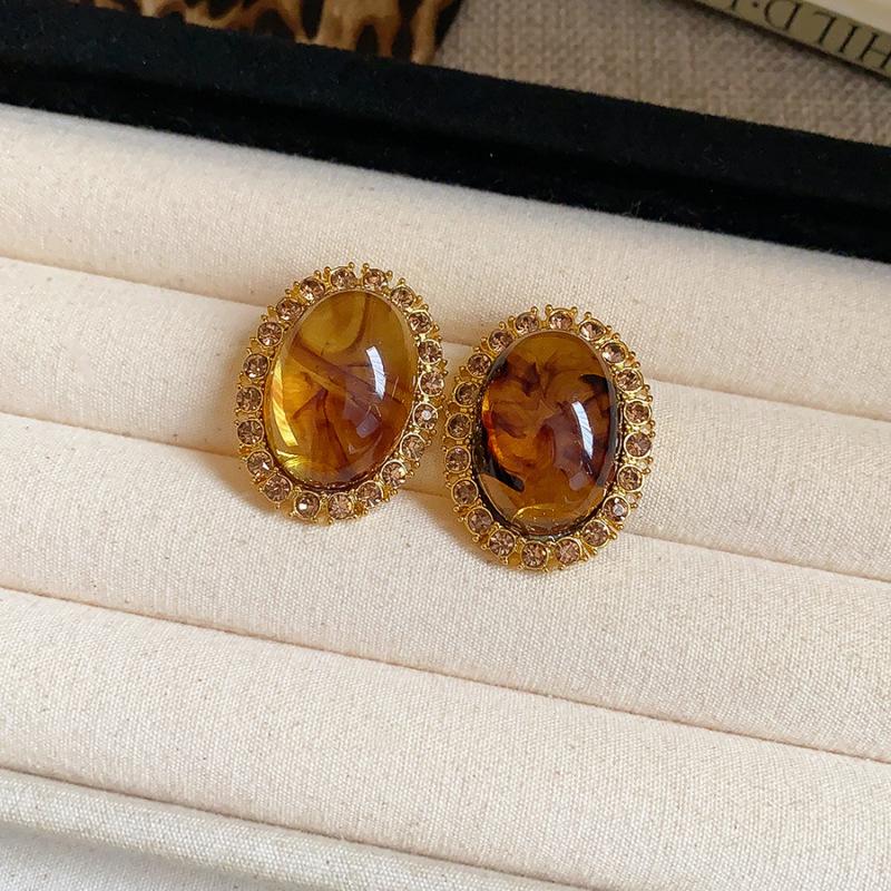 Silver Needle Geometric Irregular Resin Y2K Earrings - Retro Stud Ear Accessories for Women