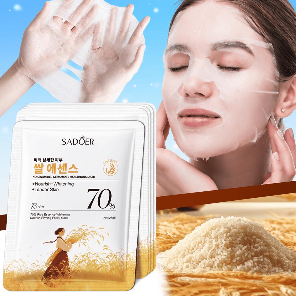 1/5/10PCS Rice Nourishing And Brightening Mask, Reduces Dullness And Yellowing Of The Skin, Fades Fi