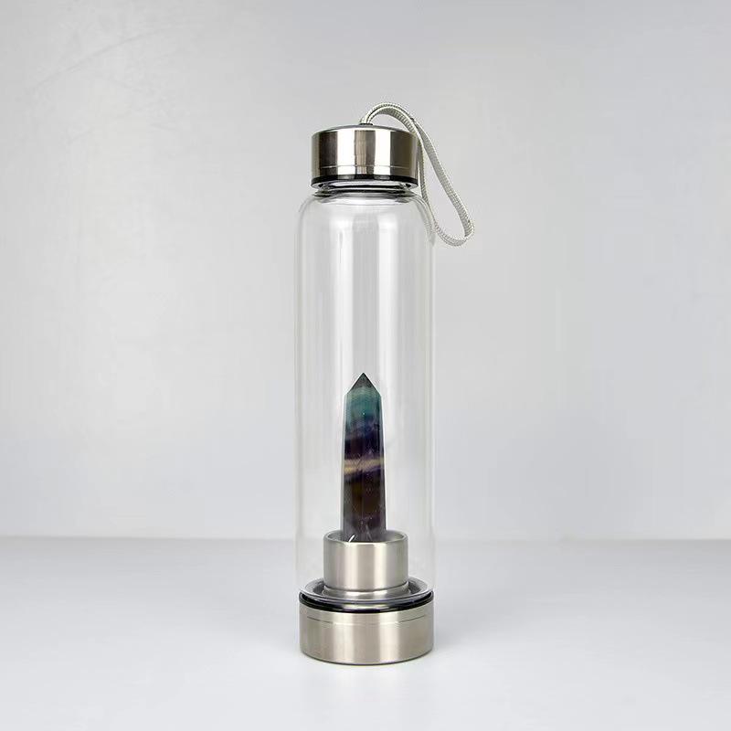 Hexagonal Prism Crystal Glass Water Cup with Magic Wand Spa Design - Custom Logo Option Available