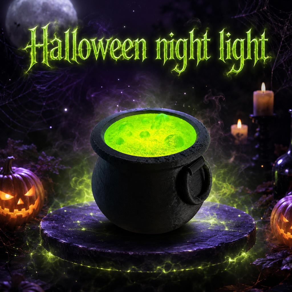 Witch Cauldron Tealight Holder Halloween Decoration Night Light Stand for Seasonal Home Decor Indoor Outdoor Use
