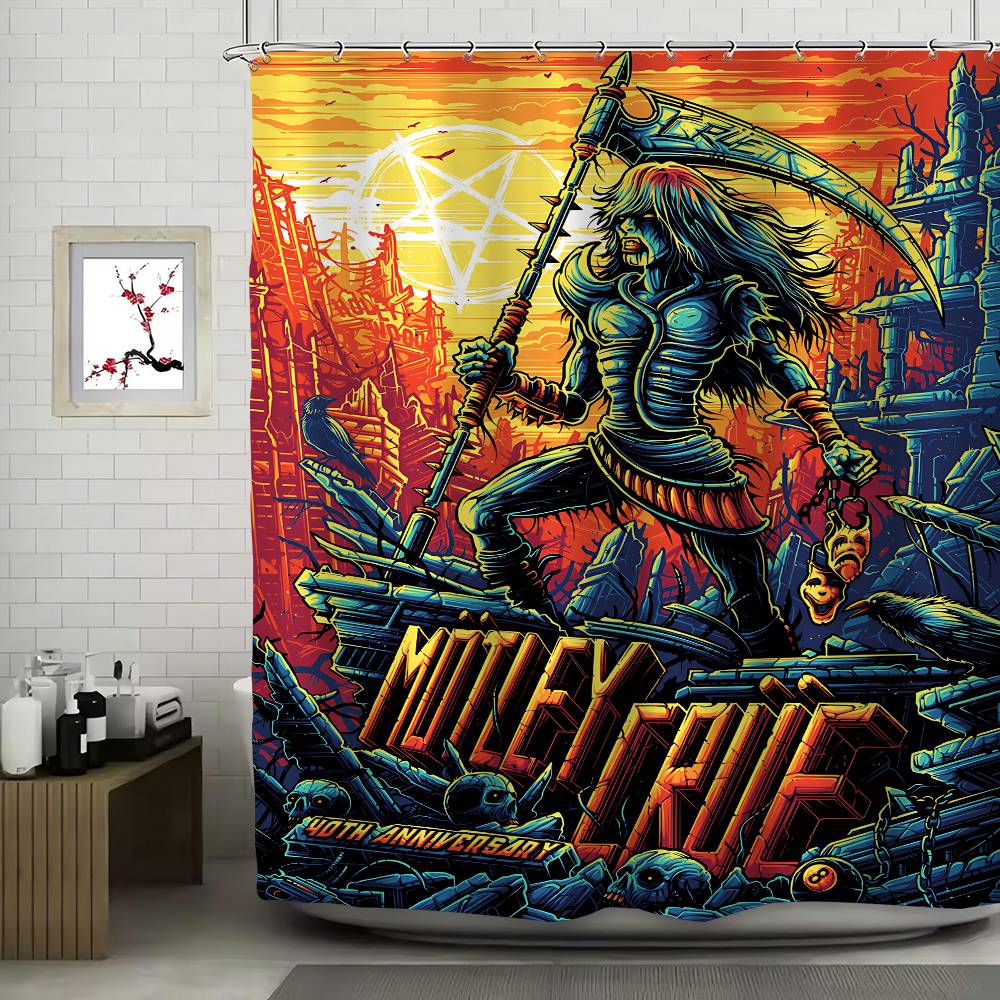 Popular Band M-Motley Crues Simple Shower Curtain Bathroom Shower Curtain Easy To Clean And Scrub Polyester Waterproof Opaque