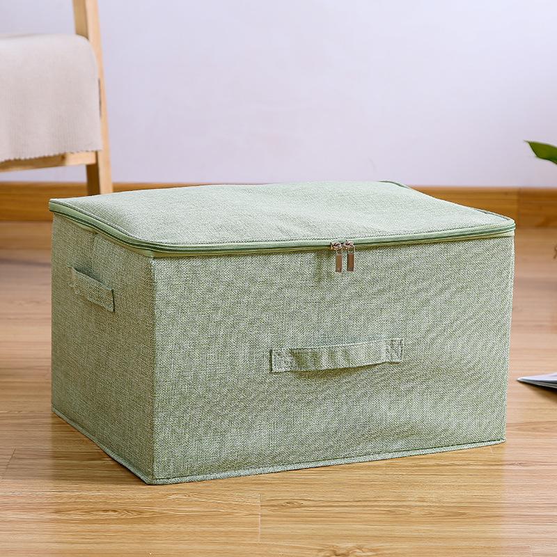 Solid Color Clothes Quilt Storage Box Underwear Sealed Box Cotton Linen Bedding Storage Organizer Wardrobe Tidy Case
